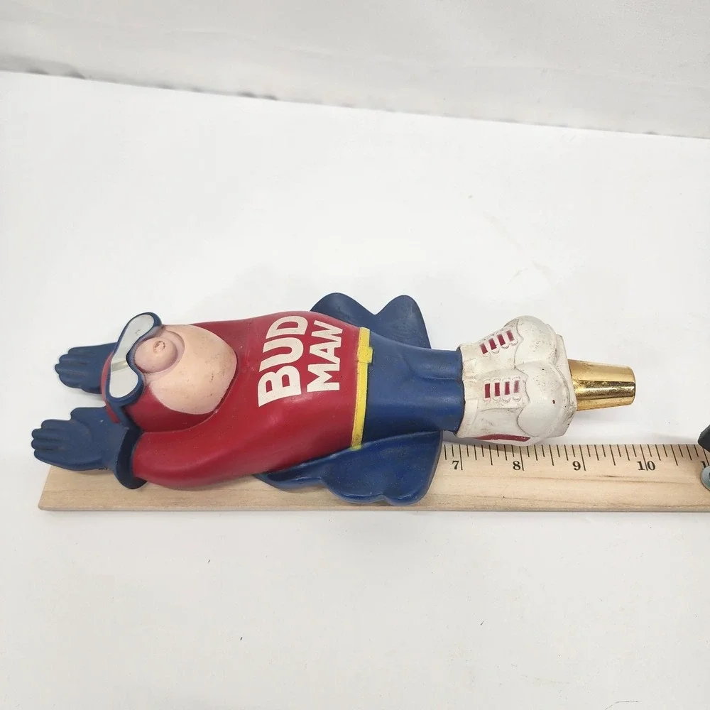 Vintage Budweiser Bud Man Beer Tap Handle Ski Flying Figure 10.5